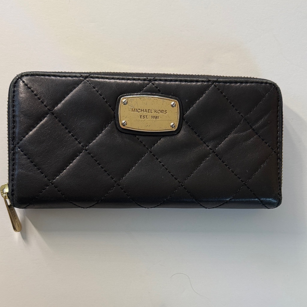Michael Kors Black Quilted Zip Wallet